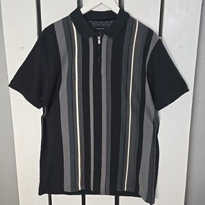 Cactus Man Ricky Singh Mens Polo Shirt Black Stripe Polo XL Retro Y2K Bowling